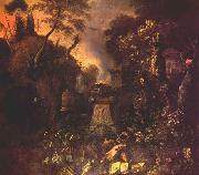 WITHOOS, Mathias Landscape with a Graveyard by Night oil painting